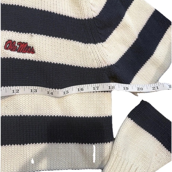 Vintage Ole Miss Rare Embroidered Cable Knit Jacket College Football Stripe Med - Picture 8 of 16